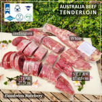 Beef Tenderloin frozen Australia (A) BUDGET steak cuts 2" 5cm price for 2pcs 600gr (eye fillet mignon daging sapi has dalam) brand NOLAN / McPHEE / CAG